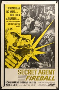 8y742 SECRET AGENT FIREBALL 1sh 1966 Bond rip-off, the man with no name, not even a number!