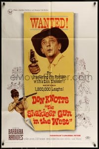 8y754 SHAKIEST GUN IN THE WEST 1sh 1968 Barbara Rhoades with rifle, Don Knotts on wanted poster!