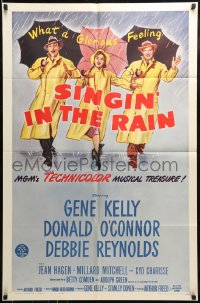 8y768 SINGIN' IN THE RAIN 1sh R1962 Gene Kelly, Donald O'Connor, Debbie Reynolds, classic!