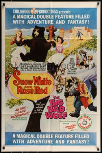 8y780 SNOW WHITE & ROSE RED/BIG BAD WOLF 1sh 1966 magical double-feature, adventure & fantasy!