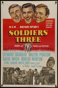 8y783 SOLDIERS THREE 1sh 1951 Stewart Granger, Walter Pidgeon & David Niven!