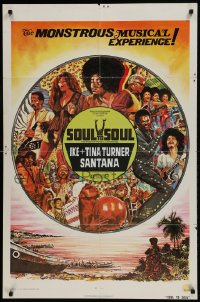 8y786 SOUL TO SOUL 1sh R1974 great art of Tina Turner, Santana, & more by Musso!