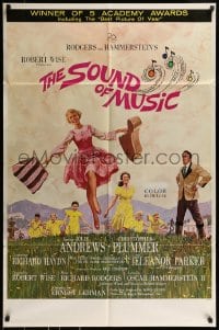 8y787 SOUND OF MUSIC awards 1sh 1965 classic Terpning art of Julie Andrews & top cast!