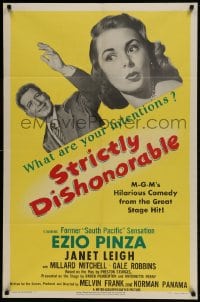 8y828 STRICTLY DISHONORABLE 1sh 1951 what are Ezio Pinza's intentions toward Janet Leigh?