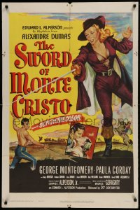 8y847 SWORD OF MONTE CRISTO 1sh 1951 George Montgomery in Alexandre Dumas adaptation, sexy art!