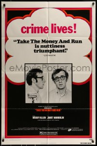 8y849 TAKE THE MONEY & RUN 1sh 1969 wacky Woody Allen mugshot in classic mockumentary!