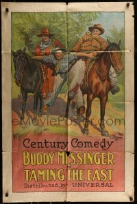8y852 TAMING THE EAST 1sh 1925 great western cowboy stone litho art of wacky Buddy Messinger!