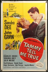8y853 TAMMY TELL ME TRUE 1sh 1961 art of Sandra Dee & John Gavin, riverboat romance!
