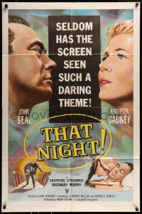 8y877 THAT NIGHT 1sh 1957 John Beal is in a troubled marriage and has a heart attack!