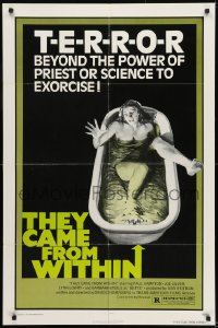 8y882 THEY CAME FROM WITHIN 1sh 1976 David Cronenberg, art of terrified girl in bath tub!