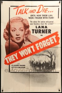 8y885 THEY WON'T FORGET 1sh R1956 glamorous older Lana Turner in her first notable role!