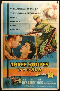 8y896 THREE STRIPES IN THE SUN 1sh 1955 Aldo Ray hated all Japanese until Mitsuko Kimura!