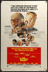 8y913 TOWERING INFERNO style B 1sh R1976 Steve McQueen, Paul Newman, different Jung art!