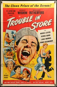 8y919 TROUBLE IN STORE 1sh 1955 Norman Wisdom, the English clown prince of the screen!