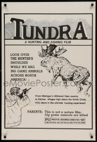 8y921 TUNDRA 23x34 1sh 1980 A Hunting and Fishing Film, cool art of hunter shooting a moose!