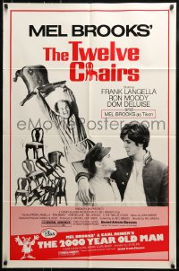 8y924 TWELVE CHAIRS/2000 YEAR OLD MAN 1sh 1983 Mel Brooks double-feature, Dom DeLuise!