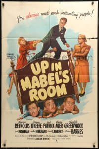 8y935 UP IN MABEL'S ROOM 1sh 1944 wacky artwork of Marjorie Reynolds, Dennis O'Keefe & Gail Patrick