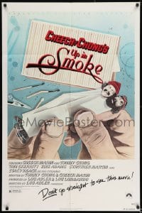 8y936 UP IN SMOKE recalled 1sh 1978 Cheech & Chong marijuana drug classic, great art!