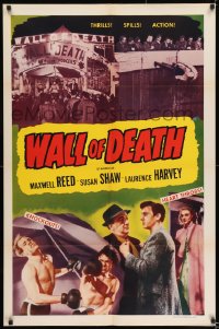 8y953 WALL OF DEATH 1sh 1952 knockouts, heart throbs, cool boxing & motorcycle stuntman images!