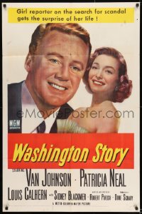 8y959 WASHINGTON STORY 1sh 1952 great close up image of Van Johnson & Patricia Neal!