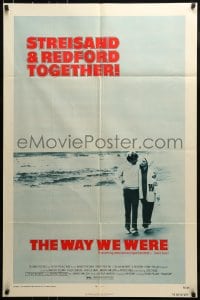 8y961 WAY WE WERE 1sh 1973 Barbra Streisand & Robert Redford walk on the beach!