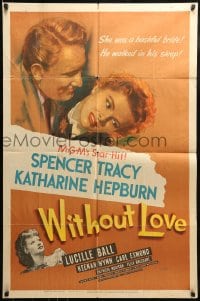 8y982 WITHOUT LOVE 1sh 1945 comedy duo Lucille Ball & Keenan Wynn by Carpenter!