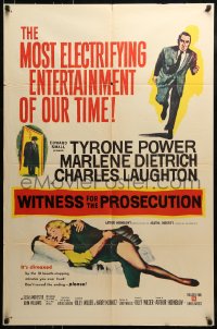 8y983 WITNESS FOR THE PROSECUTION 1sh 1958 Billy Wilder, Tyrone Power, Marlene Dietrich!