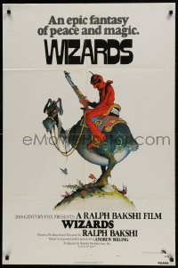 8y984 WIZARDS style A 1sh 1977 Ralph Bakshi directed animation, cool fantasy art by William Stout!