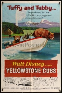 8y990 YELLOWSTONE CUBS 1sh 1963 Disney, art of cute baby bears Tubby & Tuffy!
