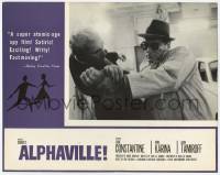 8z076 ALPHAVILLE LC 1968 Jean-Luc Godard, close up of Eddie Constantine as Lemmy Caution fighting!