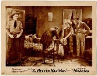 8z120 BETTER MAN WINS LC 1922 cowboy Pete Morrison watches family put sick Dorothy Wood in bed!