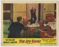 8z125 BIG CLOCK LC #2 1948 Charles Laughton points gun at Ray Milland across conference room!