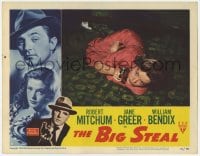 8z129 BIG STEAL LC #8 1949 best c/u of sexy Jane Greer on floor aiming her gun, Don Siegel noir!