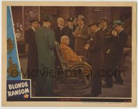 8z142 BLONDE RANSOM LC 1945 police, reporters & Ian Wolfe surround George Barbier in wheelchair!