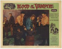 8z144 BLOOD OF THE VAMPIRE LC #7 1958 Vincent Ball has handcuffs put on him by blacksmith!
