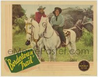 8z158 BORDERTOWN TRAIL LC 1944 great image of Sunset Carson & Smiley Burnette on their horses!