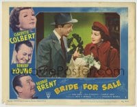 8z168 BRIDE FOR SALE LC #3 1949 Robert Young talks to Claudette Colbert carrying groceries!