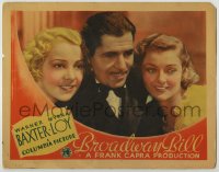 8z170 BROADWAY BILL LC 1934 Frank Capra, best c/u of Warner Baxter, Myrna Loy & Helen Vinson!