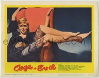 8z180 CAGE OF EVIL LC #2 1960 sexy Patricia Blair wearing nightie is blonde bait in a murder trap!