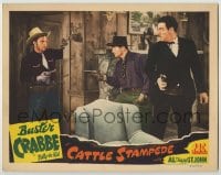 8z194 CATTLE STAMPEDE LC 1943 Buster Crabbe as Billy the Kid w/ Glenn Strange and another man!