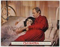 8z219 CLEOPATRA roadshow LC 1963 c/u of Rex Harrison as Caesar & Elizabeth Taylor cuddling in bed!