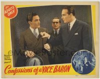8z231 CONFESSIONS OF A VICE BARON LC 1942 tough guy Willy Castello grabs young man by the lapel!