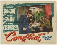 8z232 CONFLICT LC 1945 Humphrey Bogart, & Sydney Greenstreet watch man sitting at desk!