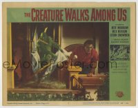 8z246 CREATURE WALKS AMONG US LC #5 1956 monster crashes through glass door to get at guy!