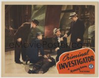 8z250 CRIMINAL INVESTIGATOR LC 1942 close up of Robert Lowery & men at murder crime scene!