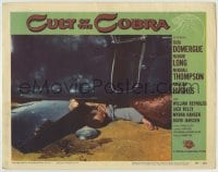 8z254 CULT OF THE COBRA LC #8 1955 close up of man trapped under car after wreck, Universal horror!