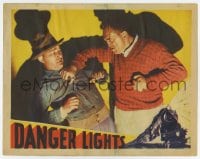 8z258 DANGER LIGHTS LC 1930 close up of huge angry Louis Wolheim attacking Robert Armstrong!