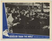8z273 DEADLIER THAN THE MALE LC 1956 Jean Gabin with angry mob, directed by Julien Duvivier!