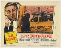 8z280 DETECTIVE LC 1954 Alec Guinness as Father Brown looks at woman over his shoulder!