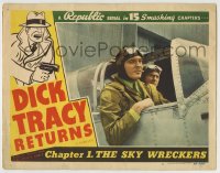 8z285 DICK TRACY RETURNS chapter 1 LC #2 R1948 great c/u of Ralph Byrd in airplane, Sky Wreckers!